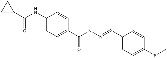 N-{4-[(2-{(E)-[4-(methylsulfanyl)phenyl]methylidene}hydrazino)carbonyl]phenyl}cyclopropanecarboxamide Struktur