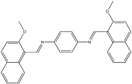 N-[(E)-(2-methoxy-1-naphthyl)methylidene]-N-(4-{[(E)-(2-methoxy-1-naphthyl)methylidene]amino}phenyl)amine Struktur