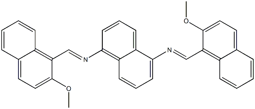 N-[(E)-(2-methoxy-1-naphthyl)methylidene]-N-(5-{[(E)-(2-methoxy-1-naphthyl)methylidene]amino}-1-naphthyl)amine Struktur