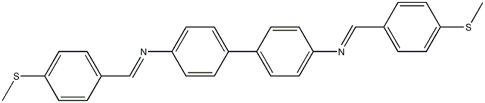 N-{(E)-[4-(methylsulfanyl)phenyl]methylidene}-N-[4'-({(E)-[4-(methylsulfanyl)phenyl]methylidene}amino)[1,1'-biphenyl]-4-yl]amine Struktur