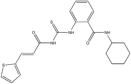 N-cyclohexyl-2-[({[(E)-3-(2-thienyl)-2-propenoyl]amino}carbothioyl)amino]benzamide Struktur