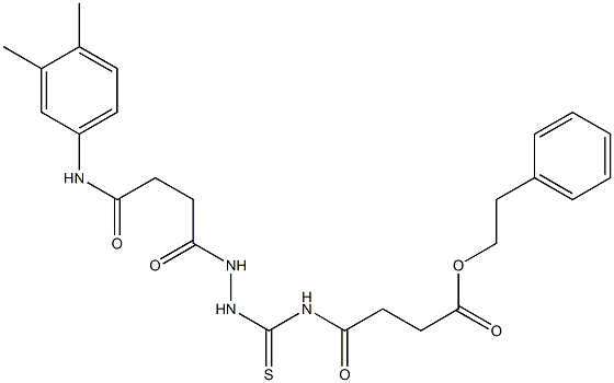 phenethyl 4-[({2-[4-(3,4-dimethylanilino)-4-oxobutanoyl]hydrazino}carbothioyl)amino]-4-oxobutanoate Struktur