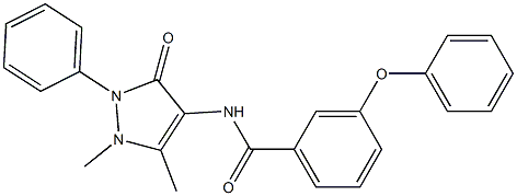 N-(1,5-dimethyl-3-oxo-2-phenyl-2,3-dihydro-1H-pyrazol-4-yl)-3-phenoxybenzenecarboxamide Struktur