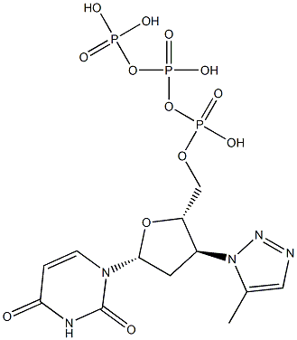 3'-(5-Methyl-1H-1,2,3-triazol-1-yl)-2',3'-dideoxyuridine 5'-triphosphoric acid Struktur