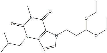 1-Methyl-3-isobutyl-7-(3,3-diethoxypropyl)xanthine Struktur