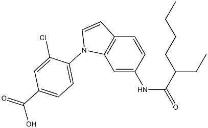 4-[6-(2-Ethylhexanoylamino)-1H-indol-1-yl]-3-chlorobenzoic acid Struktur