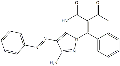 2-Amino-3-phenylazo-6-acetyl-7-phenylpyrazolo[1,5-a]pyrimidin-5(4H)-one Struktur