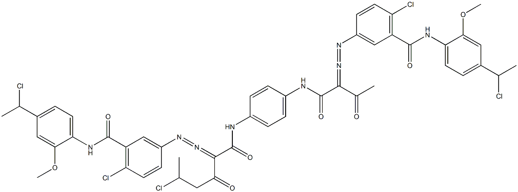 3,3'-[2-(1-Chloroethyl)-1,4-phenylenebis[iminocarbonyl(acetylmethylene)azo]]bis[N-[4-(1-chloroethyl)-2-methoxyphenyl]-6-chlorobenzamide] Struktur