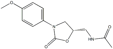 (5S)-5-Acetylaminomethyl-3-[4-methoxyphenyl]oxazolidin-2-one Struktur