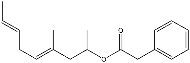 Phenylacetic acid 1,3-dimethyl-3,6-octadienyl ester Struktur