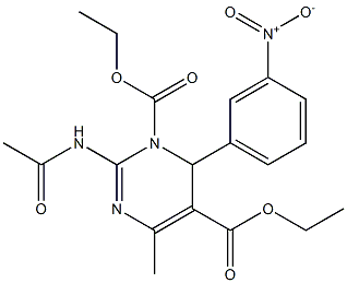 3,4-Dihydro-2-acetylamino-4-(3-nitrophenyl)-6-methylpyrimidine-3,5-dicarboxylic acid diethyl ester Struktur