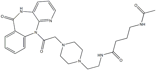 5,11-Dihydro-11-[[4-[2-[4-(acetylamino)butyrylamino]ethyl]-1-piperazinyl]acetyl]-6H-pyrido[2,3-b][1,4]benzodiazepin-6-one Struktur