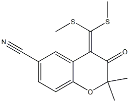 6-Cyano-4-[bis(methylthio)methylene]-2,2-dimethyl-2H-1-benzopyran-3(4H)-one Struktur