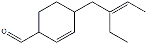 1-(2-Ethylbut-2-enyl)-4-formylcyclohexan-2-ene Struktur