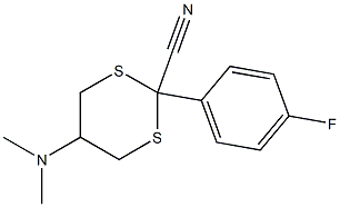 5-(Dimethylamino)-2-[4-fluorophenyl]-1,3-dithiane-2-carbonitrile Struktur