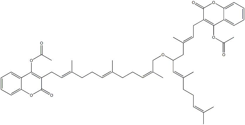 4-Acetoxy-3-[(2E,6E,10Z)-3,7,11-trimethyl-12-[(E)-3,7-dimethyl-1-[(2E)-2-methyl-4-(4-acetoxy-2-oxo-2H-1-benzopyran-3-yl)-2-butenyl]-2,6-octadienyloxy]-2,6,10-dodecatrienyl]-2H-1-benzopyran-2-one Struktur