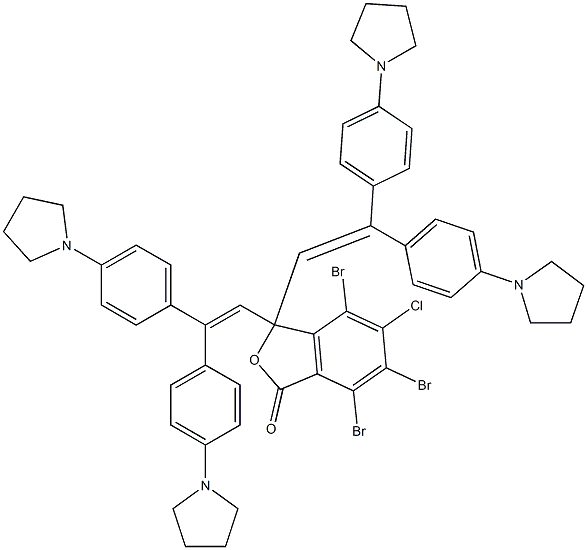 3,3-Bis[2,2-bis[4-(1-pyrrolidinyl)phenyl]vinyl]-4,6,7-tribromo-5-chlorophthalide Struktur