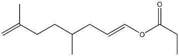 Propionic acid 4,7-dimethyl-1,7-octadienyl ester Struktur