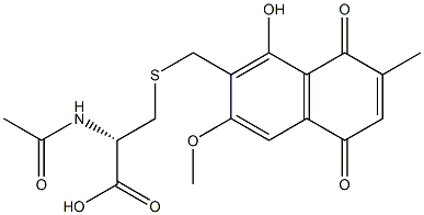 7-[[[(S)-2-(Acetylamino)-2-carboxyethyl]thio]methyl]-8-hydroxy-6-methoxy-2-methyl-1,4-naphthoquinone Struktur