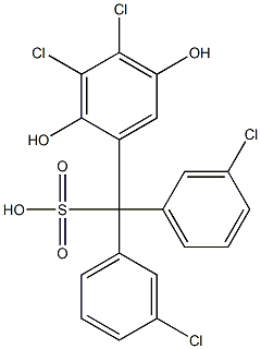 (3,4-Dichloro-2,5-dihydroxyphenyl)bis(3-chlorophenyl)methanesulfonic acid Struktur