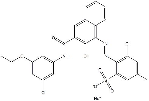 3-Chloro-5-methyl-2-[[3-[[(3-chloro-5-ethoxyphenyl)amino]carbonyl]-2-hydroxy-1-naphtyl]azo]benzenesulfonic acid sodium salt Struktur