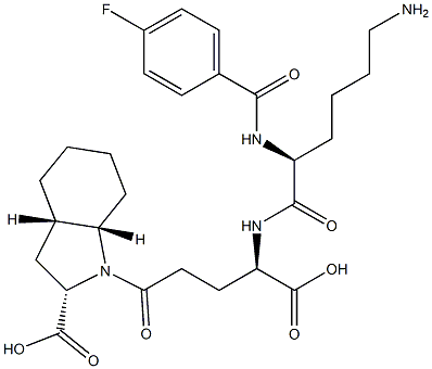 (2S,3aS,7aS)-Octahydro-1-[(4R)-4-[[(2S)-6-amino-2-[4-fluorobenzoylamino]hexanoyl]amino]-4-carboxybutyryl]-1H-indole-2-carboxylic acid Struktur