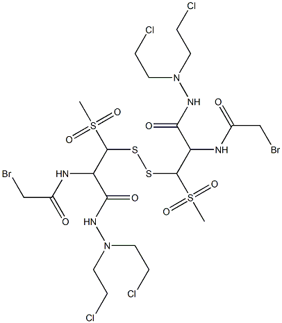 3,3'-Dithiobis[N',N'-bis(2-chloroethyl)-2-(bromoacetyl)amino-3-methylsulfonylpropionic acid hydrazide] Struktur