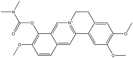 5,6-Dihydro-2,3,10-trimethoxy-9-(dimethylcarbamoyloxy)dibenzo[a,g]quinolizinium Struktur