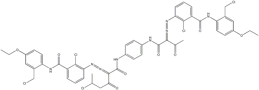 3,3'-[2-(1-Chloroethyl)-1,4-phenylenebis[iminocarbonyl(acetylmethylene)azo]]bis[N-[2-(chloromethyl)-4-ethoxyphenyl]-2-chlorobenzamide] Struktur