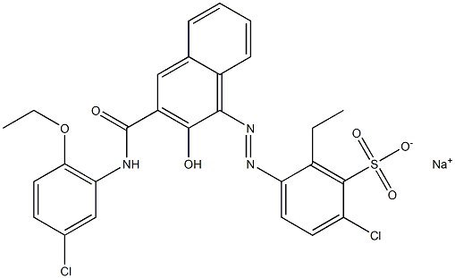 2-Chloro-6-ethyl-5-[[3-[[(3-chloro-6-ethoxyphenyl)amino]carbonyl]-2-hydroxy-1-naphtyl]azo]benzenesulfonic acid sodium salt Struktur