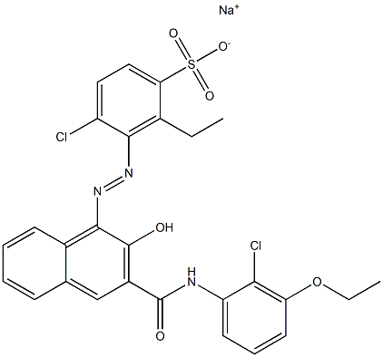 4-Chloro-2-ethyl-3-[[3-[[(2-chloro-3-ethoxyphenyl)amino]carbonyl]-2-hydroxy-1-naphtyl]azo]benzenesulfonic acid sodium salt Struktur