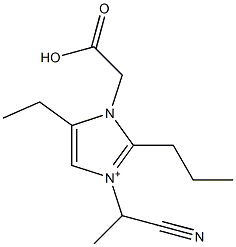 3-(1-Cyanoethyl)-2-propyl-5-ethyl-1-(carboxymethyl)-1H-imidazol-3-ium Struktur