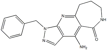 4-Amino-1-benzyl-6,7,8,9-tetrahydro-1,2,6,10-tetraazacyclohept[f]inden-5(1H)-one Struktur