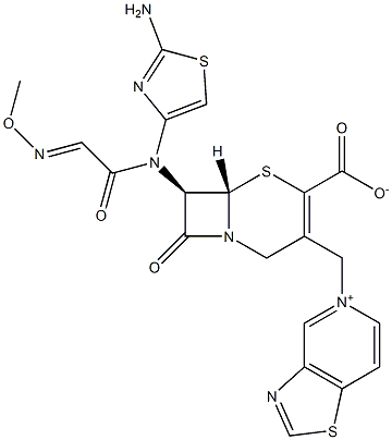 (7R)-7-[(2-Amino-4-thiazolyl)(methoxyimino)acetylamino]-3-[[(thiazolo[4,5-c]pyridin-5-ium)-5-yl]methyl]cepham-3-ene-4-carboxylic acid Struktur