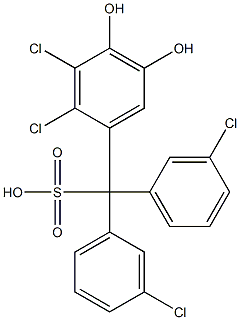 (2,3-Dichloro-4,5-dihydroxyphenyl)bis(3-chlorophenyl)methanesulfonic acid Struktur