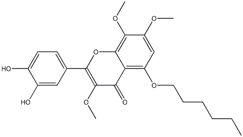 2-(3,4-Dihydroxyphenyl)-5-hexyloxy-3,7,8-trimethoxy-4H-1-benzopyran-4-one Struktur