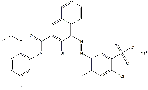 2-Chloro-4-methyl-5-[[3-[[(3-chloro-6-ethoxyphenyl)amino]carbonyl]-2-hydroxy-1-naphtyl]azo]benzenesulfonic acid sodium salt Struktur