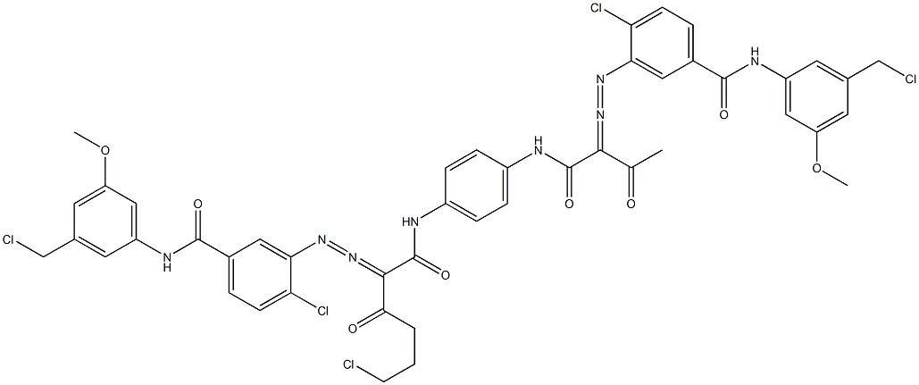 3,3'-[2-(2-Chloroethyl)-1,4-phenylenebis[iminocarbonyl(acetylmethylene)azo]]bis[N-[3-(chloromethyl)-5-methoxyphenyl]-4-chlorobenzamide] Struktur