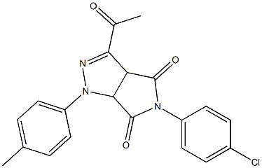 1,3a,4,5,6,6a-Hexahydro-3-acetyl-4,6-dioxo-5-(4-chlorophenyl)-1-(4-methylphenyl)pyrrolo[3,4-c]pyrazole Struktur