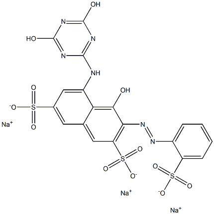 5-(4,6-Dihydroxy-1,3,5-triazin-2-ylamino)-4-hydroxy-3-(o-sulfophenylazo)-2,7-naphthalenedisulfonic acid trisodium salt Struktur