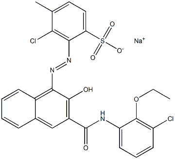 3-Chloro-4-methyl-2-[[3-[[(3-chloro-2-ethoxyphenyl)amino]carbonyl]-2-hydroxy-1-naphtyl]azo]benzenesulfonic acid sodium salt Struktur