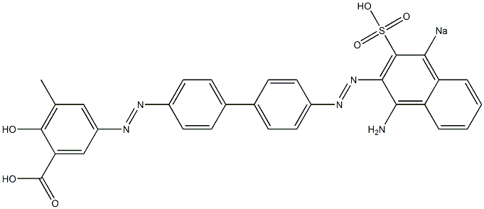 5-[[4'-[(1-Amino-4-sodiosulfo-2-naphtyl)azo]-1,1'-biphenyl-4-yl]azo]-2-hydroxy-3-methylbenzoic acid Struktur