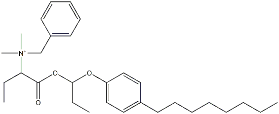 N,N-Dimethyl-N-benzyl-N-[1-[[1-(4-octylphenyloxy)propyl]oxycarbonyl]propyl]aminium Struktur