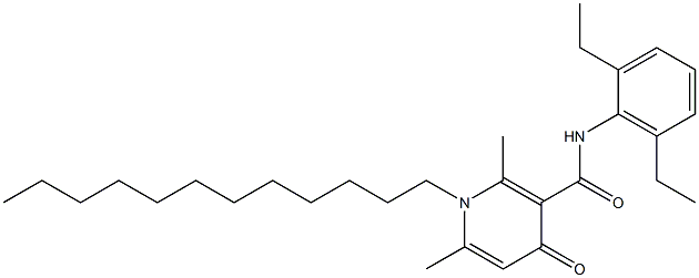 1-Dodecyl-1,4-dihydro-2,6-dimethyl-N-(2,6-diethylphenyl)-4-oxopyridine-3-carboxamide Struktur