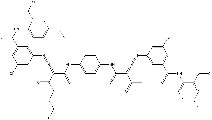 3,3'-[2-(2-Chloroethyl)-1,4-phenylenebis[iminocarbonyl(acetylmethylene)azo]]bis[N-[2-(chloromethyl)-4-methoxyphenyl]-5-chlorobenzamide] Struktur