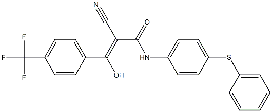 2-Cyano-3-hydroxy-3-[4-trifluoromethylphenyl]-N-[4-phenylthiophenyl]acrylamide Struktur