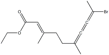 9-Bromo-3,6-dimethyl-2,6,7,8-decatetraenoic acid ethyl ester Struktur