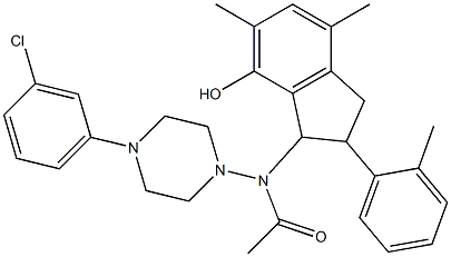 2,3-Dihydro-3-[[4-(3-chlorophenyl)-1-piperazinyl]acetylamino]-5,7-dimethyl-2-(2-methylphenyl)-1H-inden-4-ol Struktur