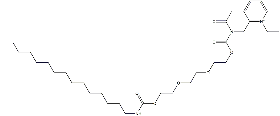 1-Ethyl-2-[N-acetyl-N-[2-[2-[2-(pentadecylcarbamoyloxy)ethoxy]ethoxy]ethoxycarbonyl]aminomethyl]pyridinium Struktur