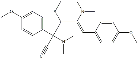 3-Methylthio-2,5-bis(4-methoxyphenyl)-2,4-bis(dimethylamino)-4-pentenonitrile Struktur